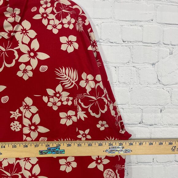 Diney Shirt Men Large Hawaiian Floral Red Michey Minie Button Down Short Sleeve - Picture 10 of 13